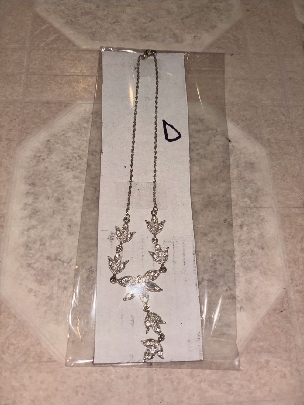 Silver Leaf Crystal Pendant Necklace - Women's Sparkling Necklace